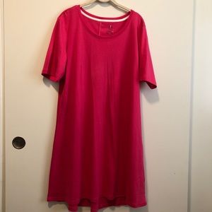 Isaac Mizrahi Live! Pink Petite Pima Cotton Elbow- Sleeve Dress Sz LP